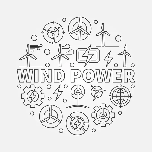 Rüzgar güç anahat illüstrasyon — Stok Vektör