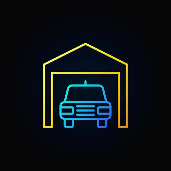 Auto in garage icona contorno — Vettoriale Stock