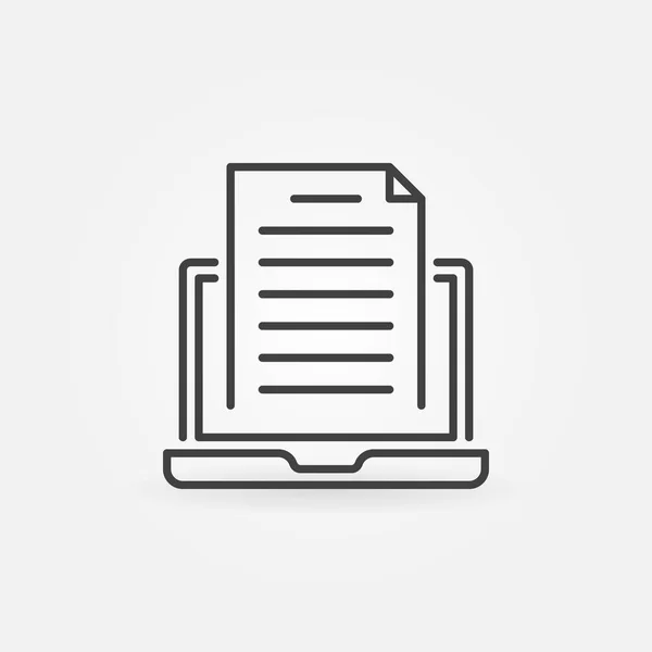 Portátil con icono de documento — Vector de stock