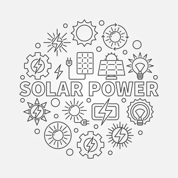 Ilustración redonda de energía solar — Vector de stock