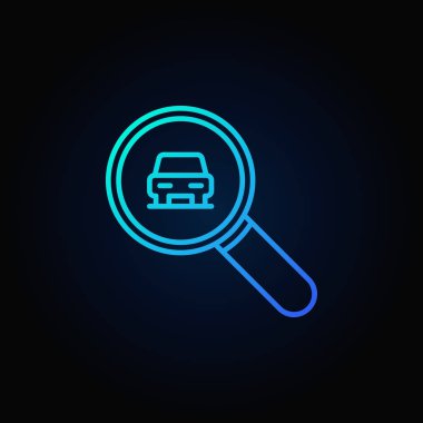 Bir araba simgesi olan mavi Büyüteç