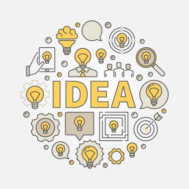 Fikir yuvarlak renkli resimde