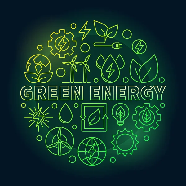 Yeşil enerji anahat renkli resimde — Stok Vektör