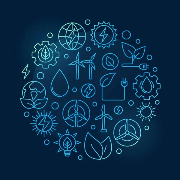 Energia alternativa circular ilustração azul — Vetor de Stock