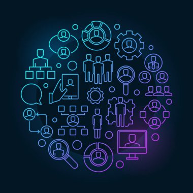 İnsan kaynakları renkli doğrusal resimde