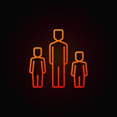 Baba ile iki çocuk renkli simge