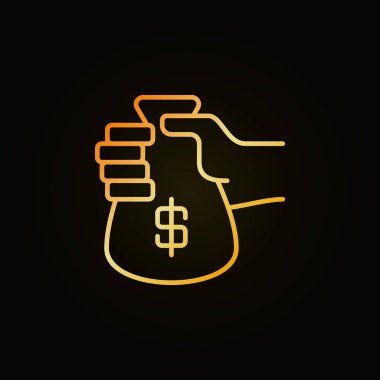 Para çantası elinde altın simgesi