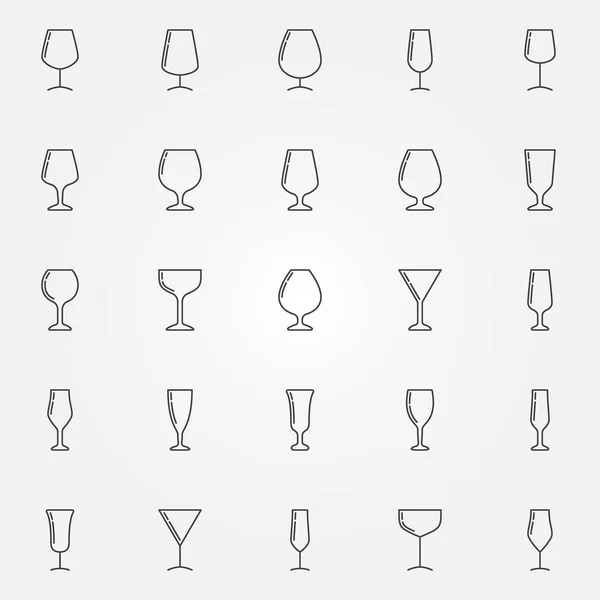 Bicchieri da vino collezione icone — Vettoriale Stock