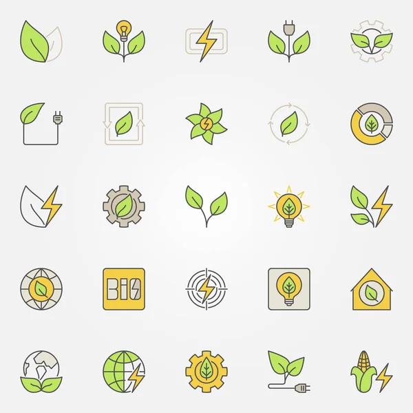 Bioenergía iconos coloridos — Vector de stock