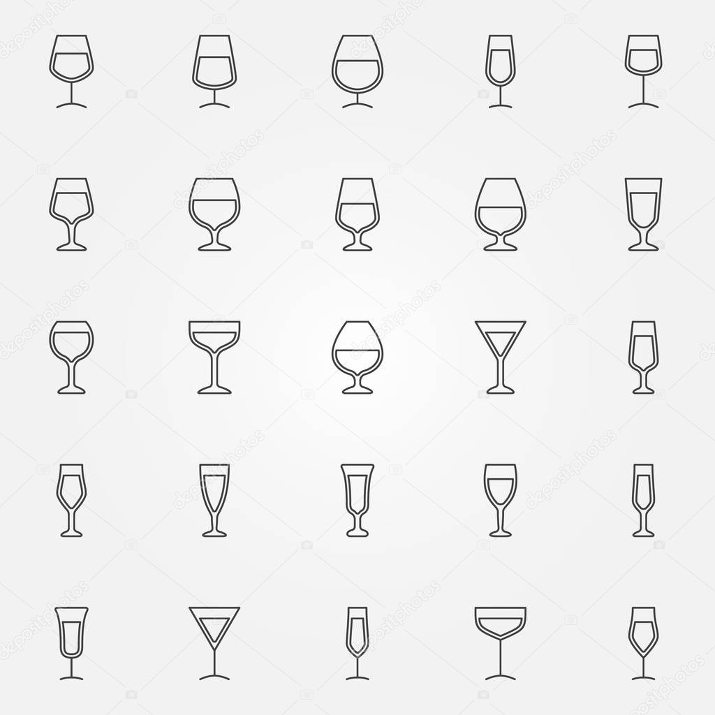 Wine glass icons set