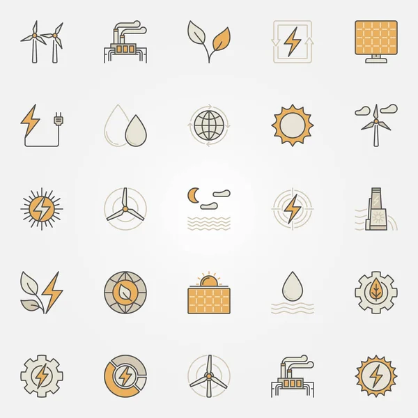 Renewable energy colorful icons — Stock Vector