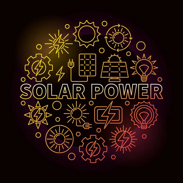 Energía solar redonda ilustración colorida — Archivo Imágenes Vectoriales