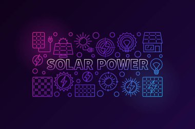 Güneş enerjisi renkli afiş