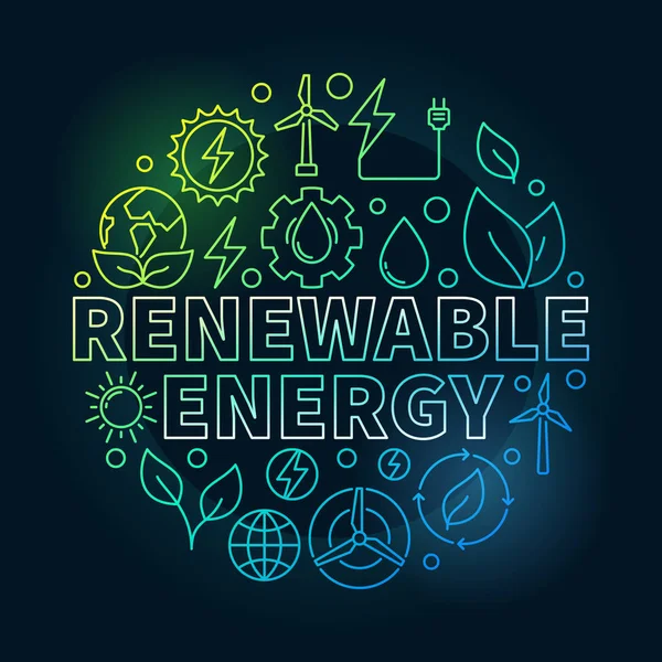 再生可能エネルギーは、カラフルなイラストをラウンドします。 — ストックベクタ