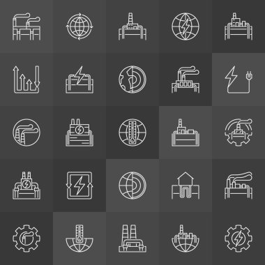 Geothermal power linear icons clipart
