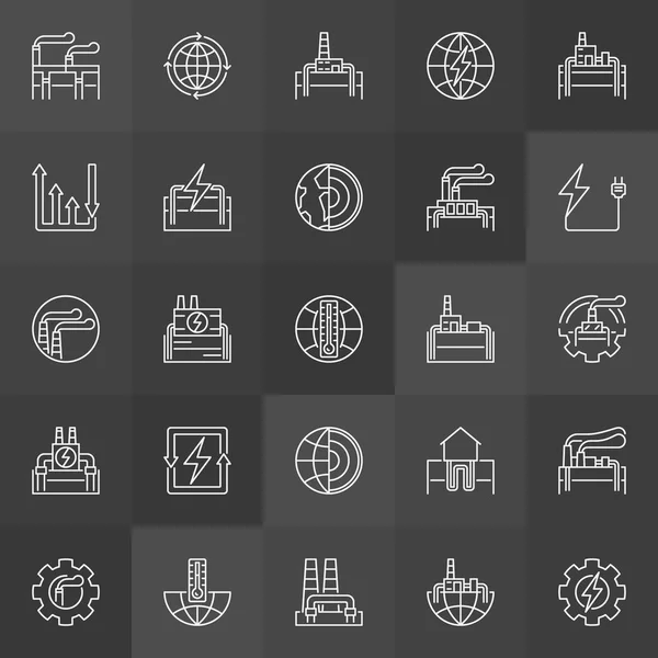 Geothermal power linear icons — Stock Vector