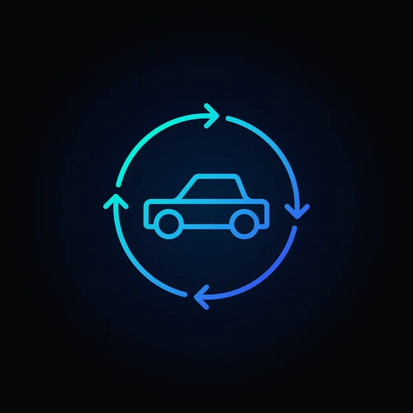 Bil i cirkulär pilar Blå ikon — Stock vektor
