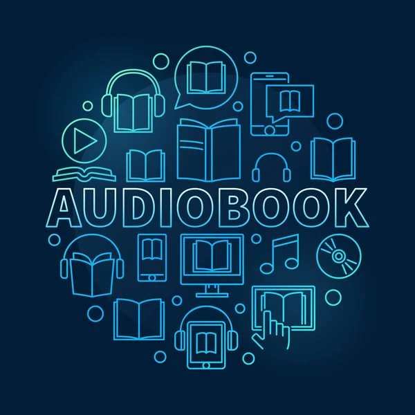 Audio book round colorful illustration — Stock Vector