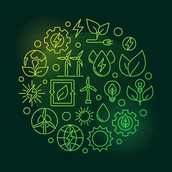 Eco Energia redonda ilustração verde — Vetor de Stock