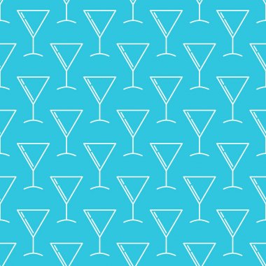 Martini kokteyl cam mavi desen