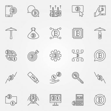 Cryptocurrency satır Icons set - vektör dijital para kavramı SIG
