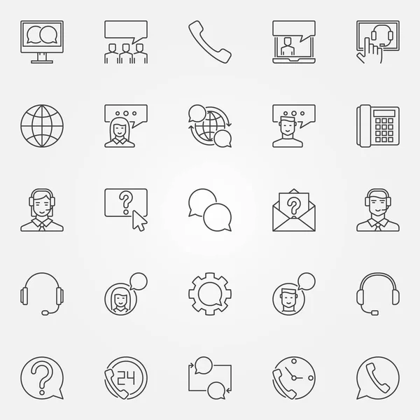Support service icons set. Vector customer support symbols in th — Stock Vector