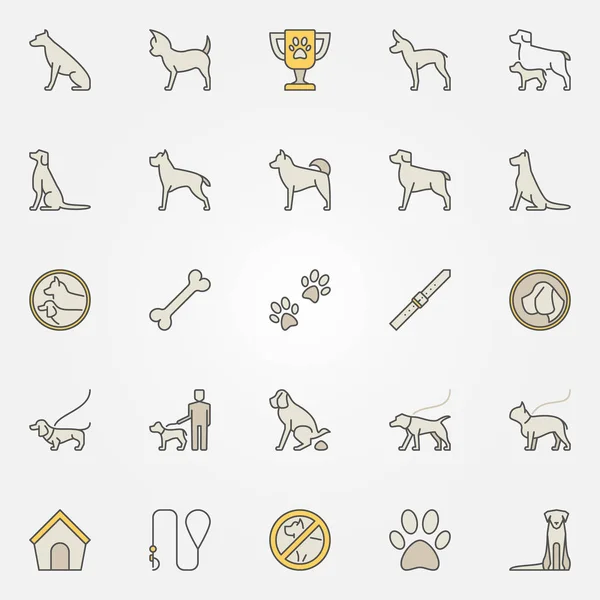 Conjunto de iconos coloridos perro — Vector de stock