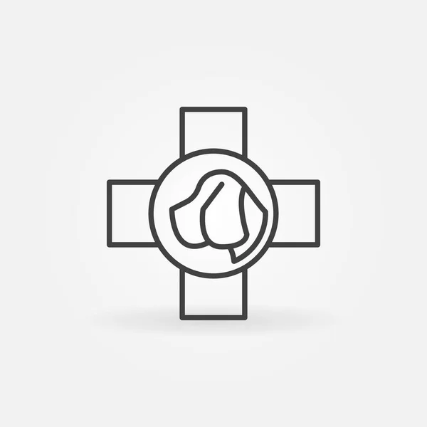 Tête de chien en croix icône de ligne — Image vectorielle
