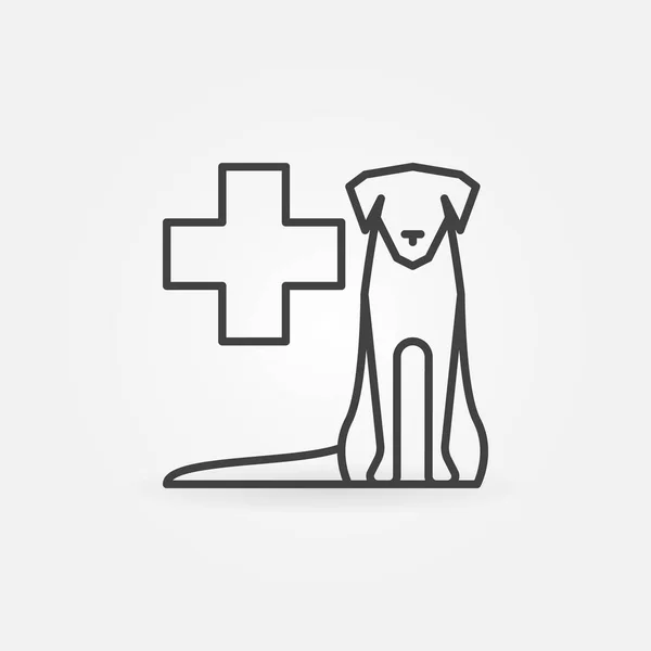 Sittande hund med cross kontur-ikonen — Stock vektor
