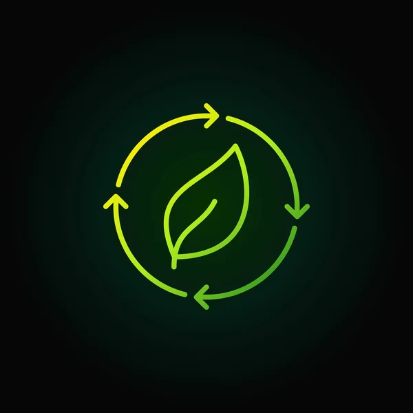 Folha verde no ícone de seta —  Vetores de Stock