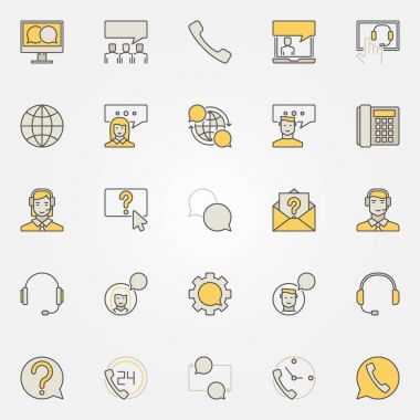 Support service colorful icons - vector online help and customer clipart