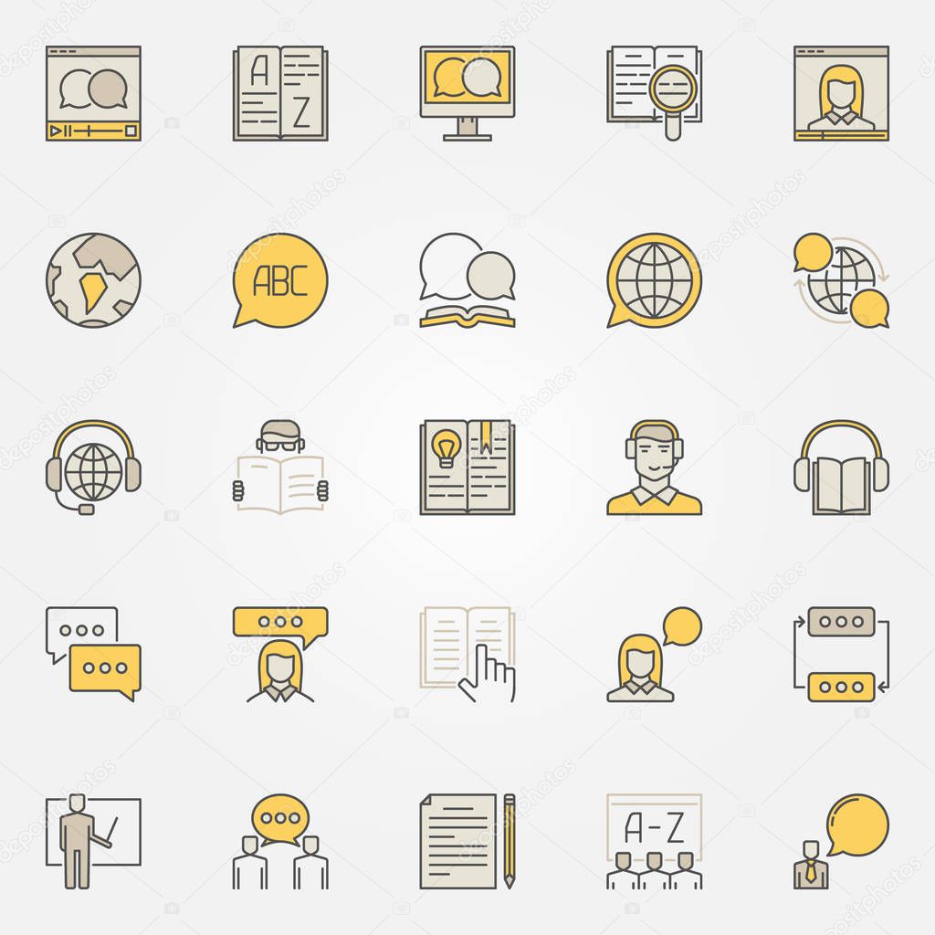 Learn language colorful icons