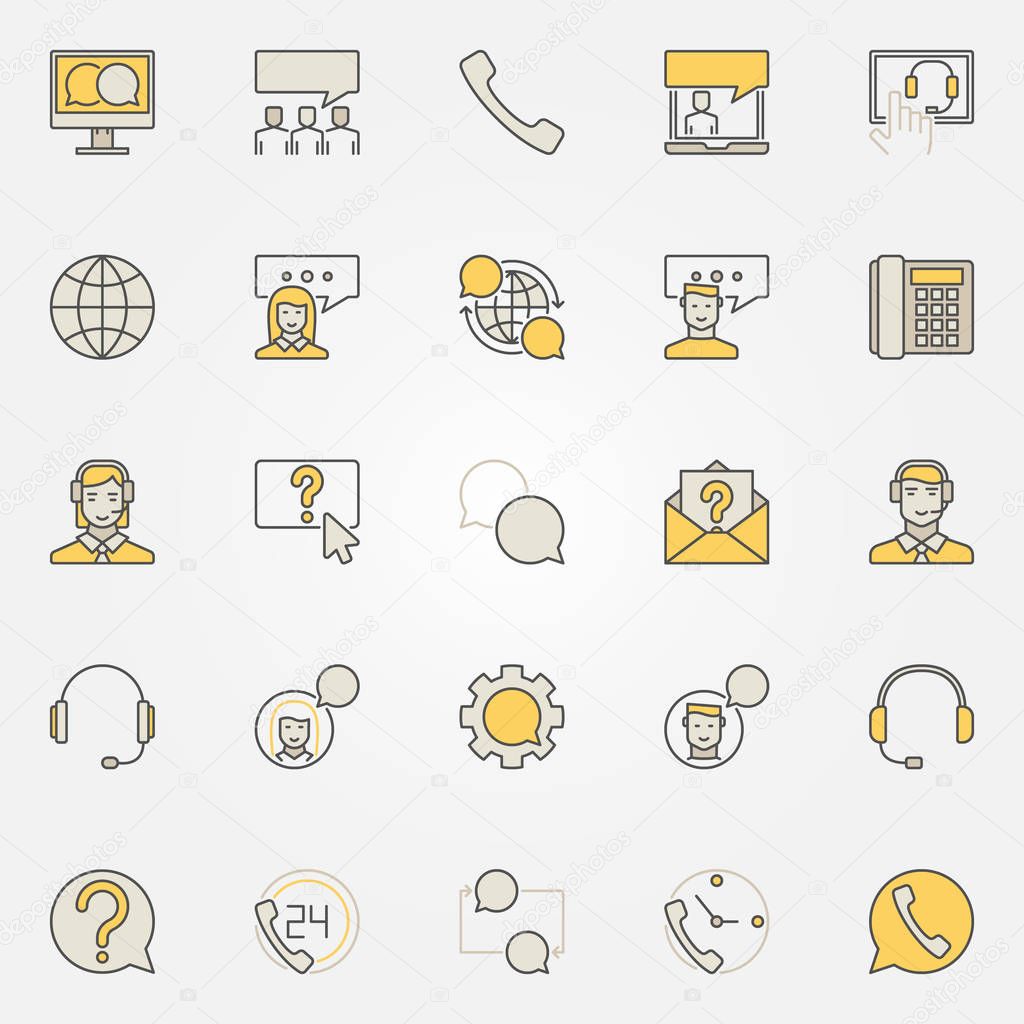 Support service colorful icons - vector online help and customer
