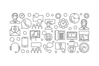 Çağrı Merkezi ve kullanıcı destek vektör kavramı yatay banner