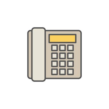 Beyaz arka plan üzerinde renkli sabit hat telefon vektör simgesi