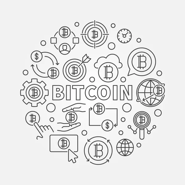 Illustration ronde Bitcoin. Vecteur circulaire Bitcoin monnaie con — Image vectorielle