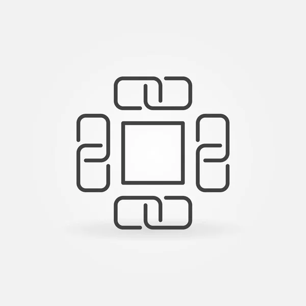 Значок или символ вектора цепи блоков — стоковый вектор