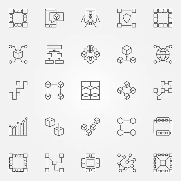 Blockchain icons set. Vector cryptography block chain concept sy — Stock Vector