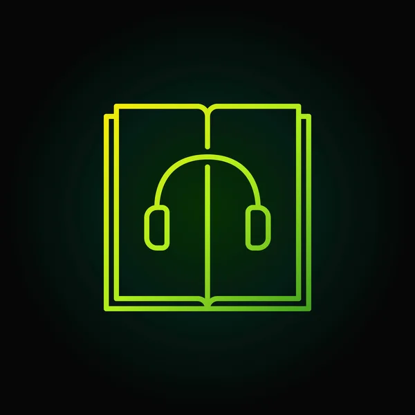 Audiolibro icono contorno verde — Vector de stock