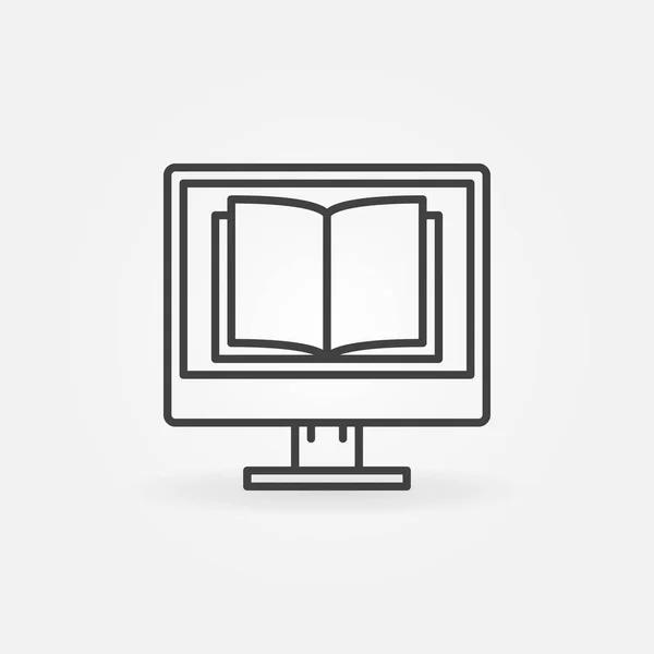 Компьютер с иконкой книги — стоковый вектор