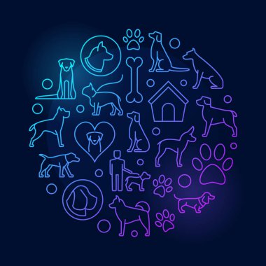 Köpek yuvarlak renkli resimde