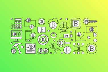 Renkli cryptocurrency vektör çizim. Bitcoin teknoloji