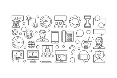 Müşteri destek ve hizmet vektör kavramı yatay banner