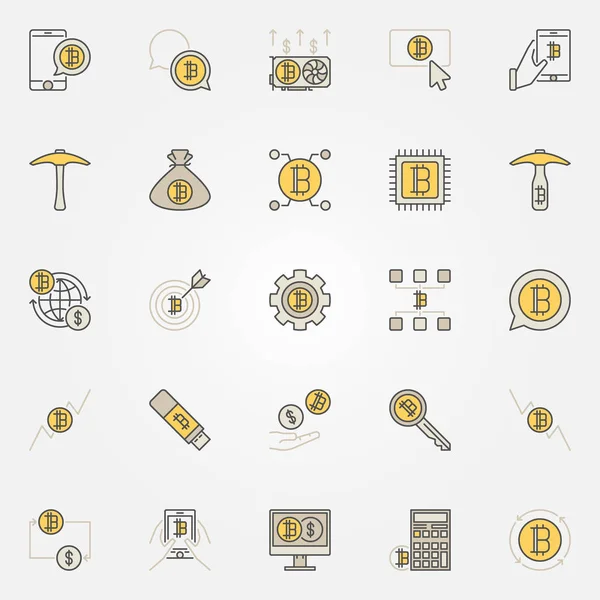 Cryptocurrency 彩色图标。向量集的虚拟货币 cr — 图库矢量图片