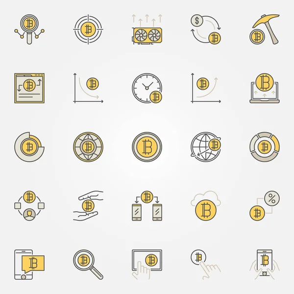 Cryptocurrency renkli simgeler kümesi. Vektör toplama Kripto c