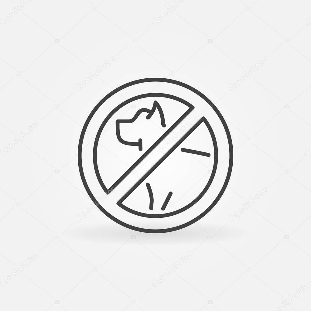 Dog prohibition icon - vector no dogs allowed concept minimal symbol or design element in thin line style
