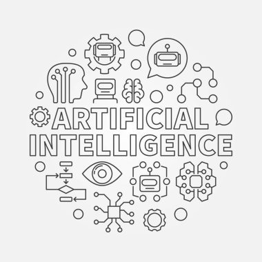 AI yuvarlak doğrusal illüstrasyon - vektör yuvarlak sembolü ile yapılan