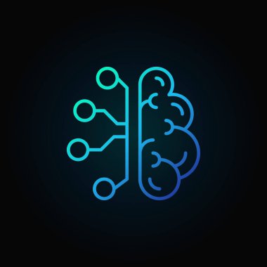 Cyberbrain hattı mavi kutsal kişilerin resmi. Vektör yapay zeka beyin