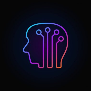 Dijital beyin renkli simgesi - vektör yapay insan kafası
