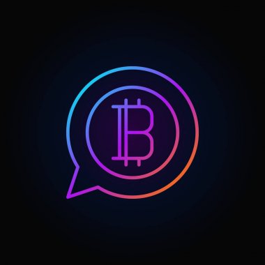 Renkli bitcoin konuşma balonu simgesinin - vektör cryptocurrency l